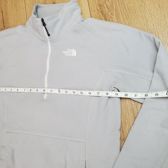 The North Face Fleece Jacket Womens L Gray /4 Zip Mock Neck Outdoor Thumb Holes - Picture 12 of 13